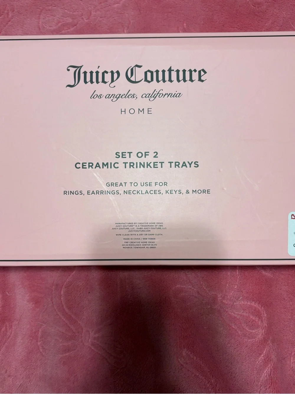 Juicy Couture Pink Leopard Ceramic Trinket Tray Duo